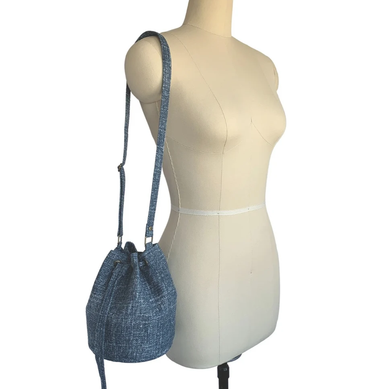 Tone Mini Standing Bucket Pouch With Metal Eyelet Drawstring Top, Reinforced Flat Base And Divided Lined Inner Storage